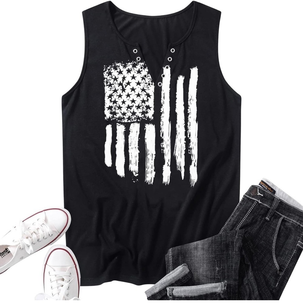 American Flag Stars Stripes Tank Top - Picture 2 of 5